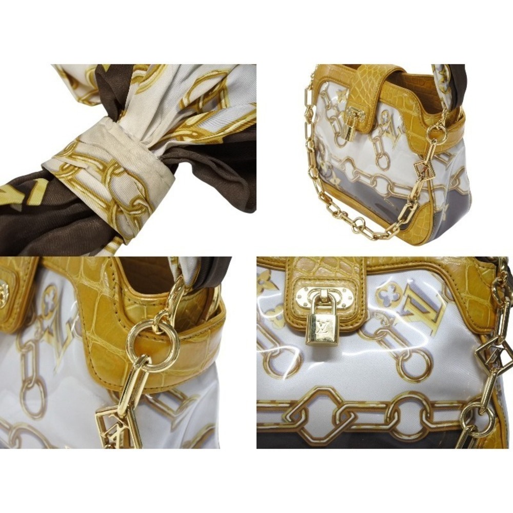 LOUIS VUITTON Sac Fleur Shoulder Bag Tote White Yellow - Picture 4 of 9